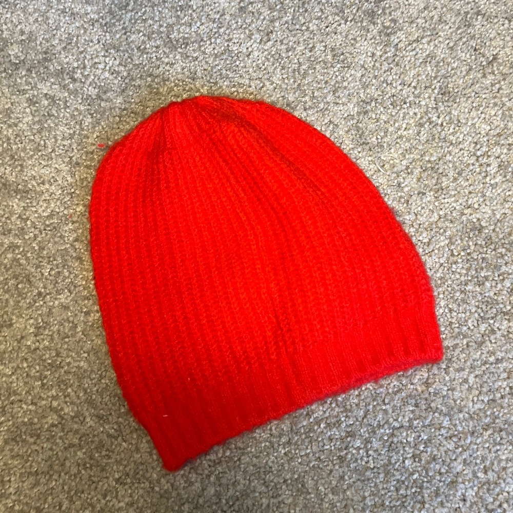 Old Navy Knit Red Ribbed Beanie.